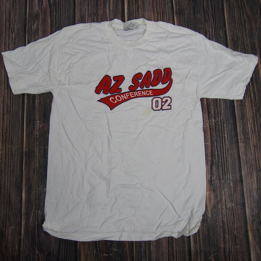Fruit of the Loom T-Shirt Mens Medium White AZ‎ SADD Conference 02 Vintage 2002